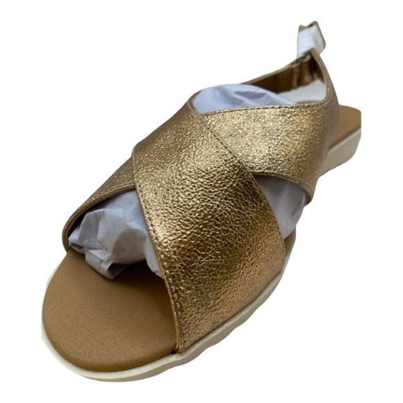 Metallic Gold Open Toe Slingback Women’s Casual Sandals by ComfortView Size 7WW - Picture 9 of 15